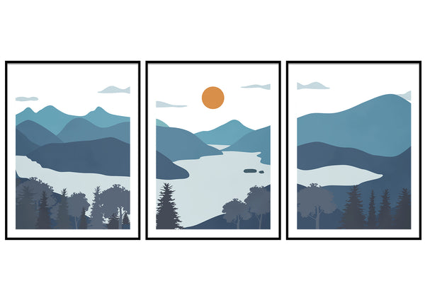 Blue Mountains Forest minimalist modern wall art Design décor