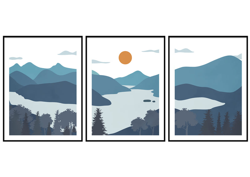 Blue Mountains Forest minimalist modern wall art Design décor