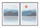 Blue mountains minimalist modern wall art design décor