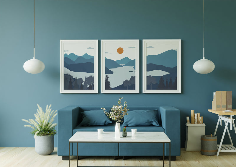 Blue Mountains Forest minimalist modern wall art Design décor