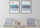 Blue mountains minimalist modern wall art design décor