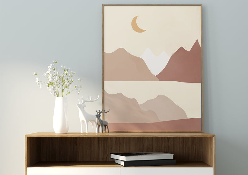 Brown landscape minimalist modern wall art design décor