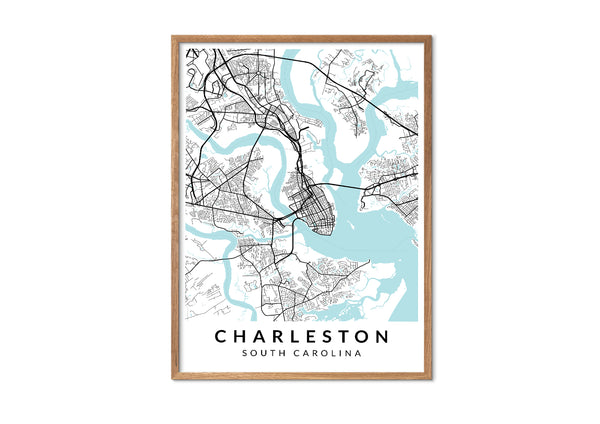 Charleston South Carolina print poster map wall modern art home design