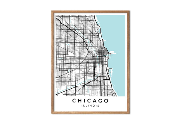 Chicago Illinois print poster map wall modern art home design