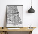Chicago, Illinois map, city posters wall art design décor