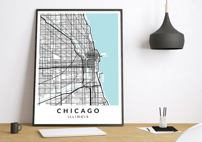 Chicago Illinois print poster map wall modern art home design