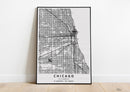 Chicago Illinois black and white poster map print wall art home design