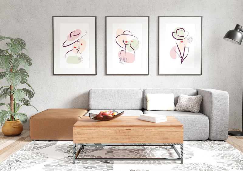 Chic woman minimalist line modern wall art Design décor