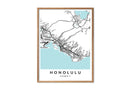 Honolulu Hawaii print poster map wall modern art home design