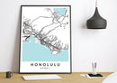Honolulu Hawaii print poster map wall modern art home design