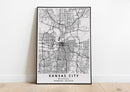 Kansas City Missouri black and white poster map print wall art home design