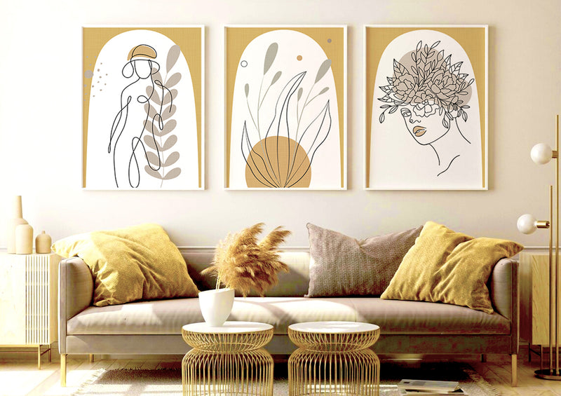 Lady Flower boho mid-century modern wall art Design décor