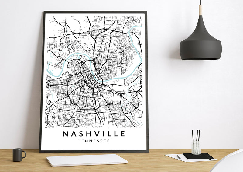 Nashville Tennessee print poster map wall modern art home design