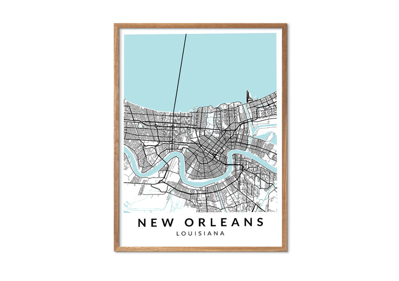 New Orleans Louisiana print poster map wall modern art home design