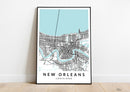 New Orleans Louisiana print poster map wall modern art home design