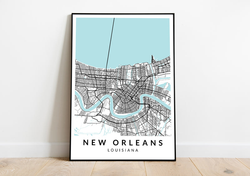 New Orleans Louisiana print poster map wall modern art home design