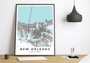 New Orleans Louisiana print poster map wall modern art home design