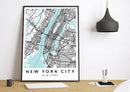 New York City print poster map wall modern art home design