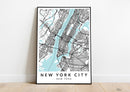 New York City print poster map wall modern art home design