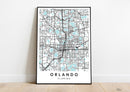 Orlando Florida print poster map wall modern art home design