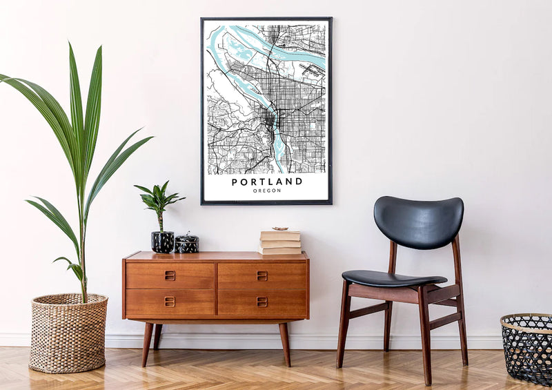 Portland Oregon print poster map wall modern art home design