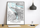 Portland Oregon print poster map wall modern art home design