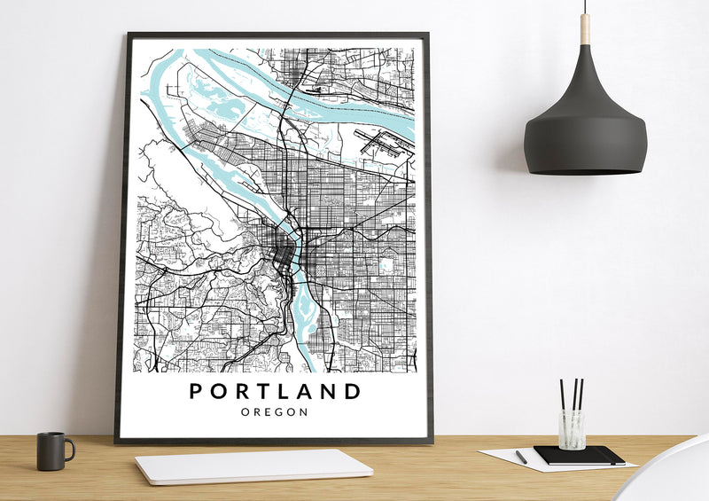 Portland Oregon print poster map wall modern art home design
