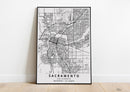Sacramento California black and white poster map print wall art home design