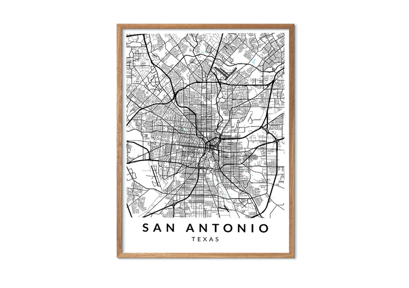 San Antonio Texas print poster map wall modern art home design