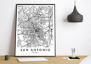  San Antonio Texas print poster map wall modern art home design