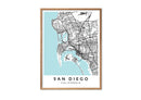 San Diego California print poster map wall modern art home design