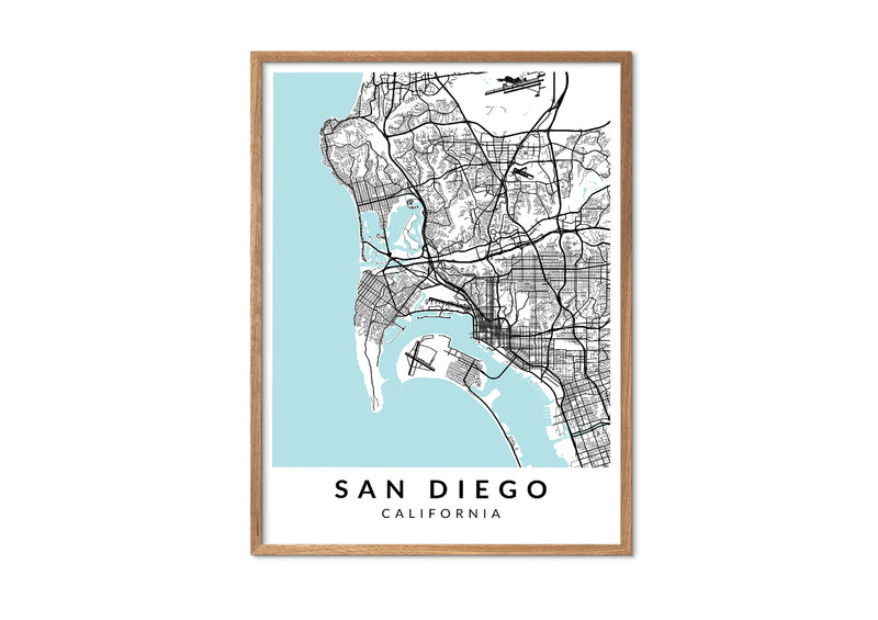 San Diego California print poster map wall modern art home design