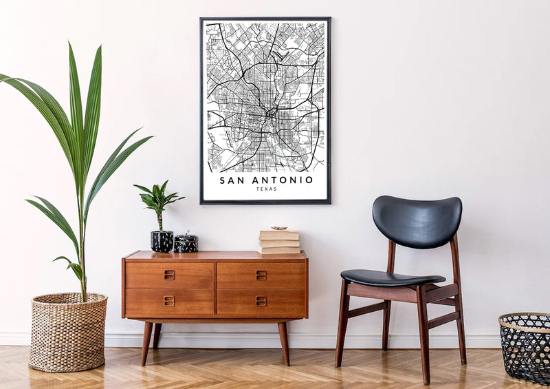 San Antonio Texas print poster map wall modern art home design