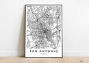 San Antonio Texas print poster map wall modern art home design