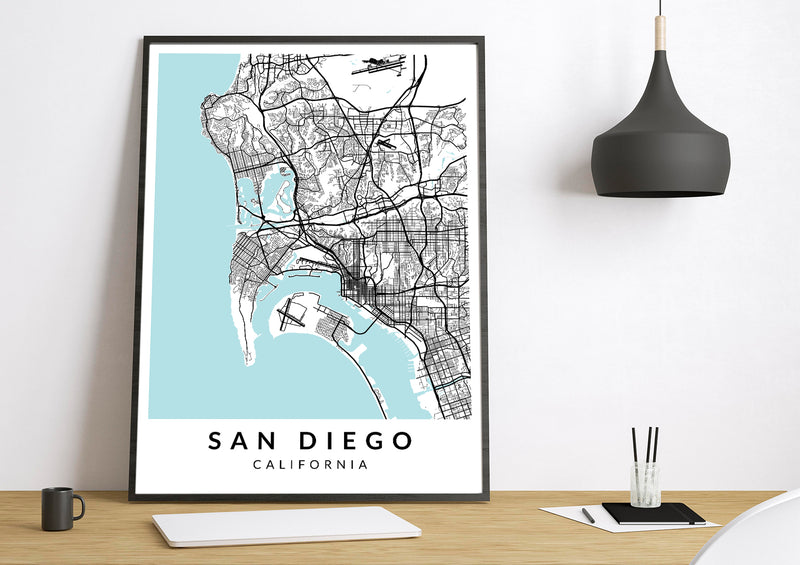 San Diego California print poster map wall modern art home design