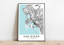 San Diego California print poster map wall modern art home design