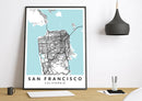 San Francisco California print poster map wall modern art home design
