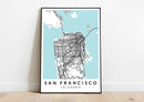 San Francisco California print poster map wall modern art home design