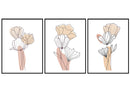 Set three flowers minimalist line modern wall art Design décor