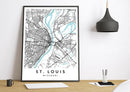 St Luis Missouri poster map print wall modern art home design
