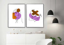 Woman purple face line art minimalist modern wall art design décor